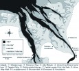 Map of the Weser estuary indicating islands, sand bars and tidal flats (© ??)