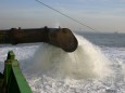Disposal of dredge material at the Walsoorden pilot project area on the Scheldt River (© Yves Plancke, Antwerp Port Authority)
